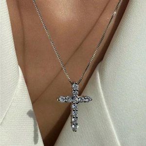 New 925 Sterling Silver Cross Pendant Necklace